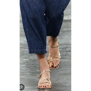 JOIE WOMEN'S GLORY GOLD STRAPPY SANDALS SIZE 6.5 NEW